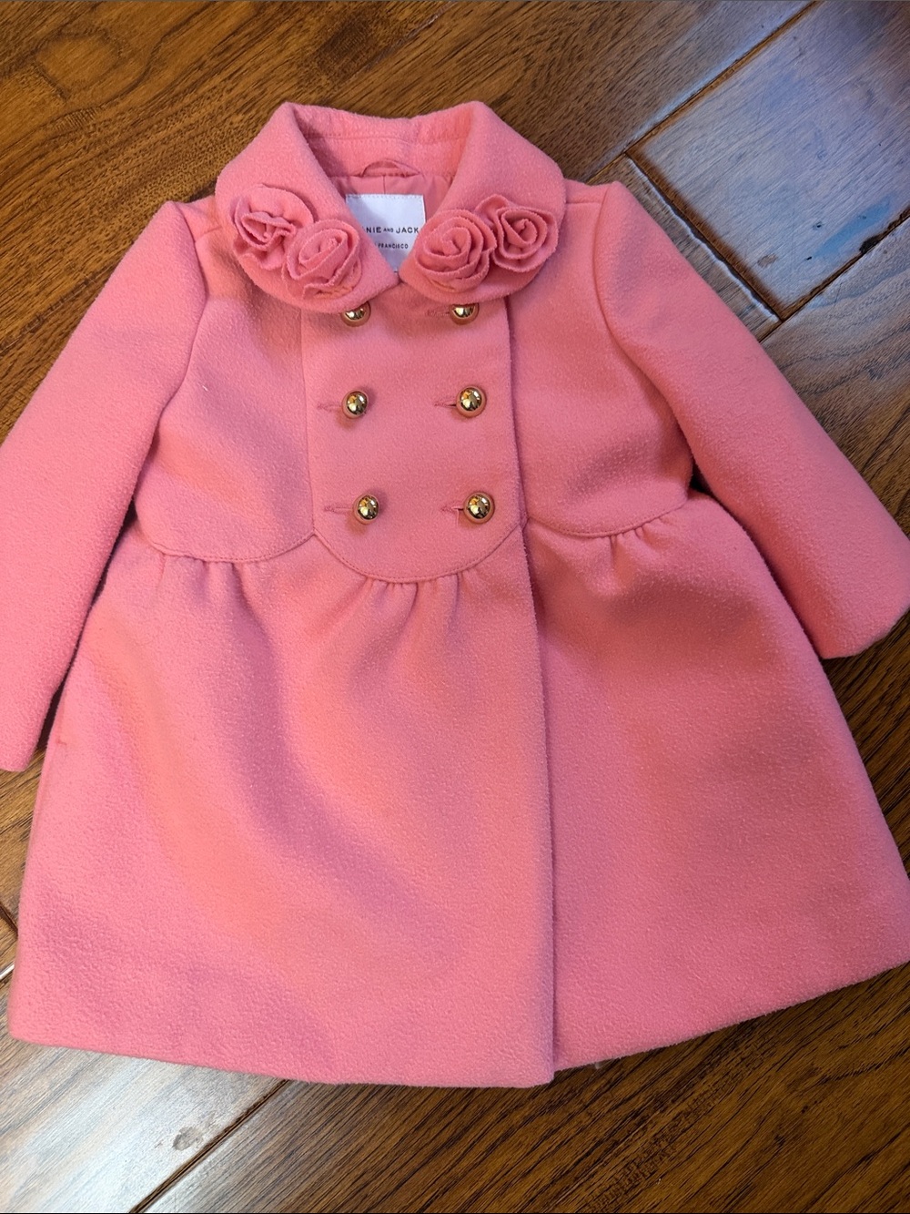 Janie and Jack Coral  Double-Breasted Collar Pea Coat